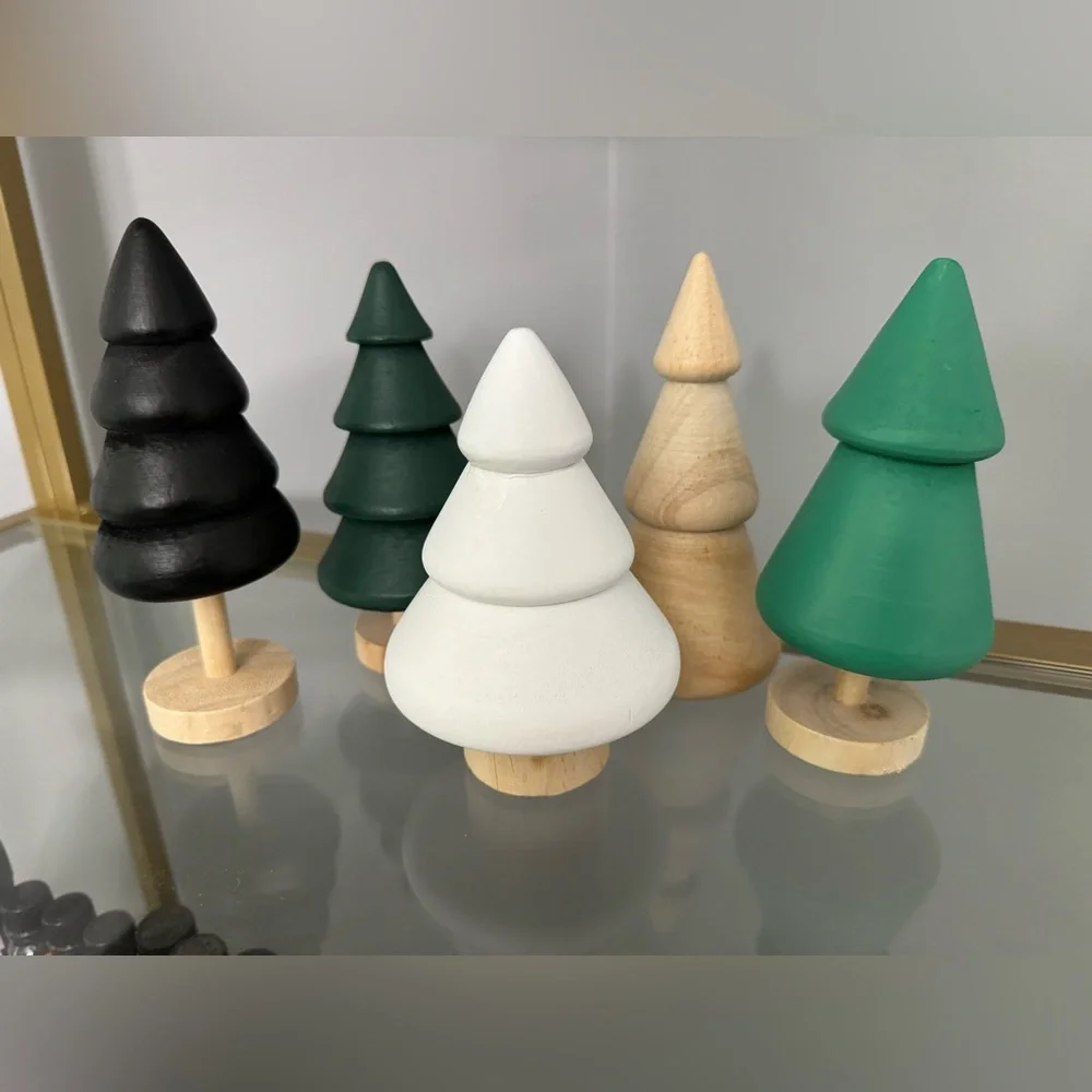Set of 5 Target BP Wooden Christmas Trees